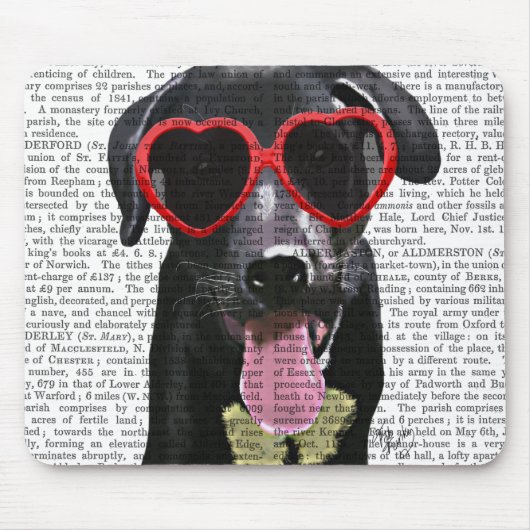 Tapis De Souris Black Labrador Avec Lunettes de soleil Coeur (Devant)
