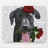 Tapis De Souris Black Labrador avec Roses 2 (Devant)