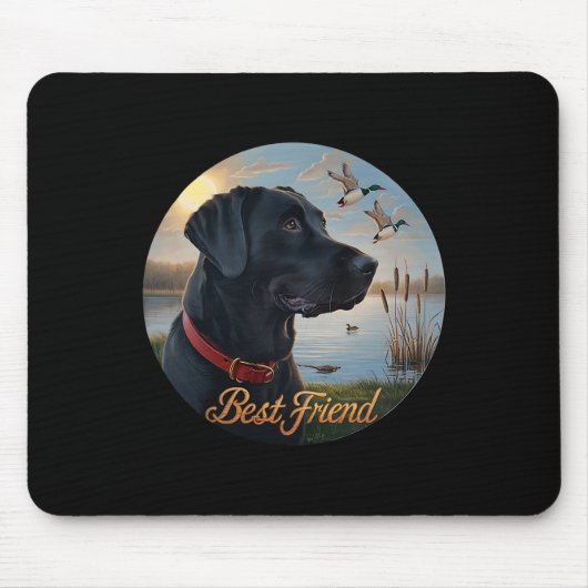 Tapis De Souris Black Labrador Best Friend. Chasse Canard de sauva (Devant)