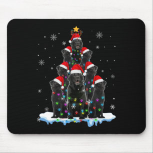 Tapis De Souris Black Labrador Père Noël Arbres de Noël Lumières N