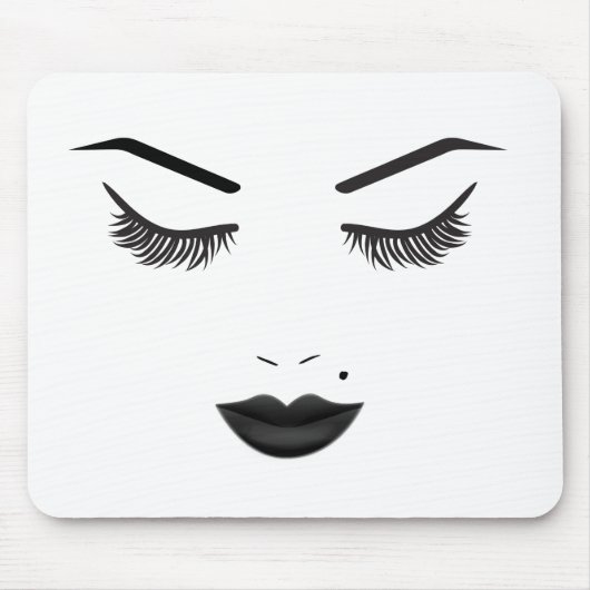 Tapis De Souris Black Lips maquillage visage sourcils lèvres glam  (Devant)
