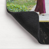 Tapis De Souris Black Marble Tan Monogram Family Photo (Coin)