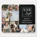 Tapis De Souris Black Minimal Your Logo Photo Collage Photographe<br><div class="desc">Collage photo petit tapis de souris pour une petite entreprise pour un photographe professionnel avec quatre photos afin que vous puissiez présenter votre travail,  et votre logo avec le nom et le titre.</div>