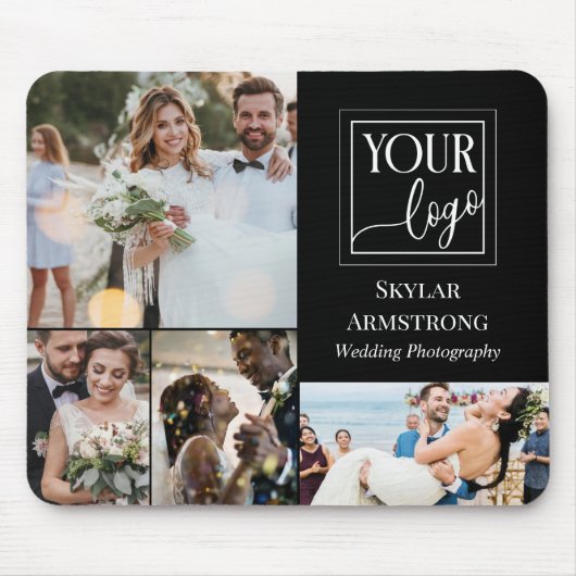 Tapis De Souris Black Minimal Your Logo Photo Collage Photographe (Devant)