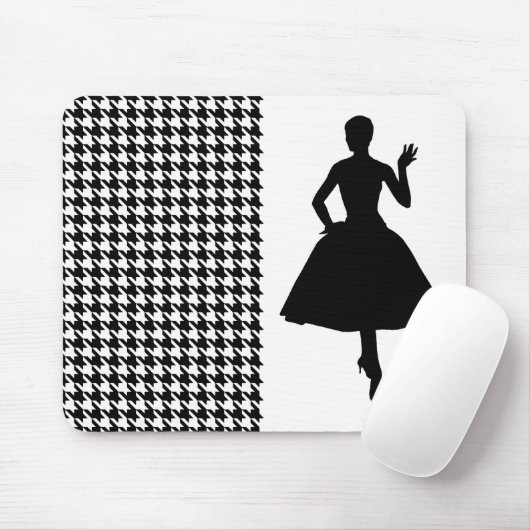 Tapis De Souris Black Modern Houndstooth avec mode Silhouette (Avec souris)