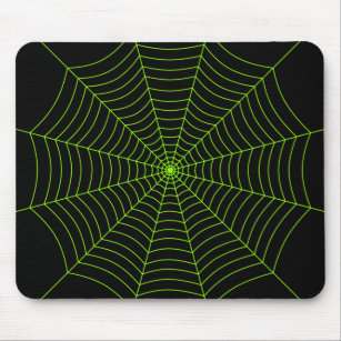 Tapis De Souris Black neon vert toile d'araignée Halloween motif