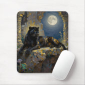 Tapis De Souris Black Panther under the Full Moon  (Avec souris)