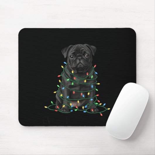 Tapis De Souris Black Pug Christmas I'm Fine Everything Is Fine  (Avec souris)