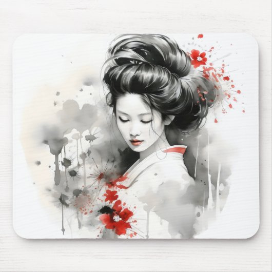 Tapis De Souris Black Red Geisha (Devant)
