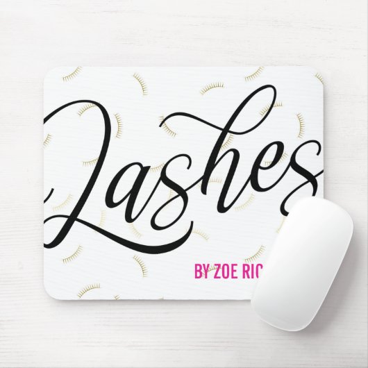 Tapis De Souris Black Script Faux Gold Lashes (Avec souris)