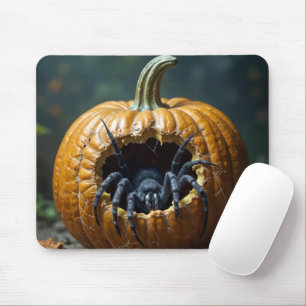 Tapis De Souris Black Spider Crawling Hors Citrouille