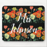 Tapis De Souris Black Teachers Name floral Computer Mouse Mat Pad<br><div class="desc">Black Teachers Name floral Computer Mouse Mat Pad. Designed by me from an original watercolors.</div>