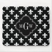 Tapis De Souris Black Wha Fleur de Lis Black 3 Monogramme initial (Devant)