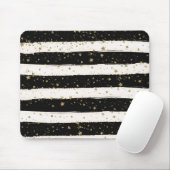 Tapis De Souris Black White Aquarelle rayures Gold Parties scintil (Avec souris)