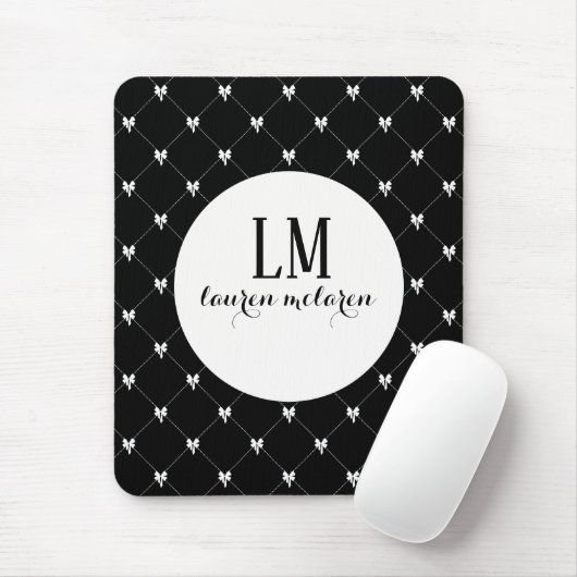 Tapis De Souris Black & White Bow Monogram (Avec souris)