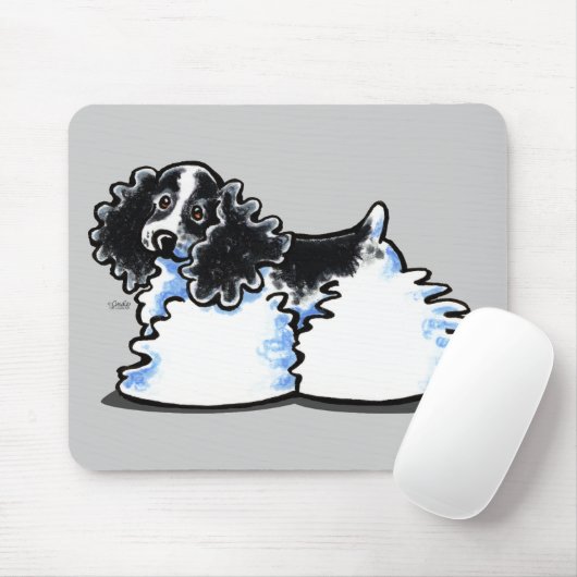 Tapis De Souris Black White Parti Cocker Spaniel (Avec souris)
