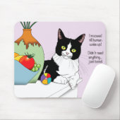 Tapis De Souris Black White Tuxedo drôle Chat (Avec souris)