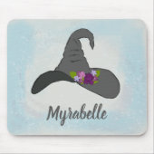 Tapis De Souris Black Witch's Hat with Flowers Personalized (Devant)