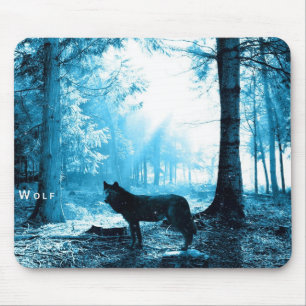 Tapis De Souris Black Wolf Alone in the Forest
