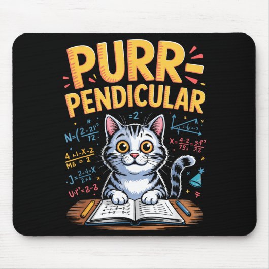 Tapis De Souris Blague de chat de maths perpendiculaire (Devant)
