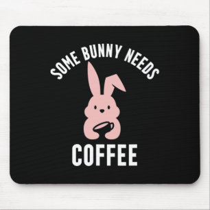 Tapis De Souris Blague de Pâques drôle, Amoureux du café de lapin