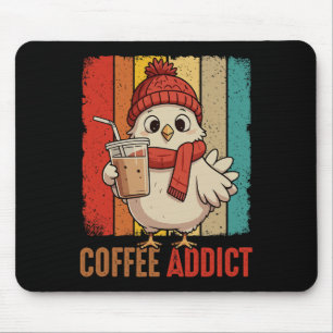 Tapis De Souris Blague drôle Amateur de café Poulet Buvant du café