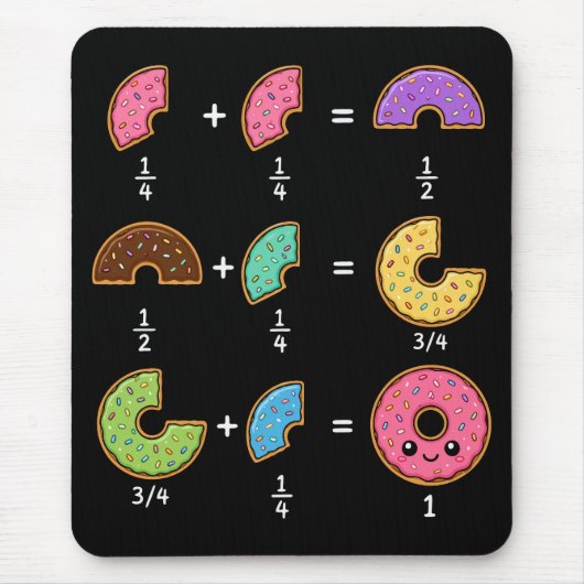 Tapis De Souris Blagues de maths sur les fractions de beignets (Devant)