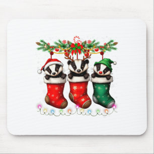 Tapis De Souris Blaireau à chaussettes de Noël éclaire Honey Badge