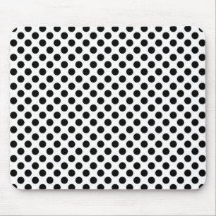 tapis de souris blanc à pois noirs