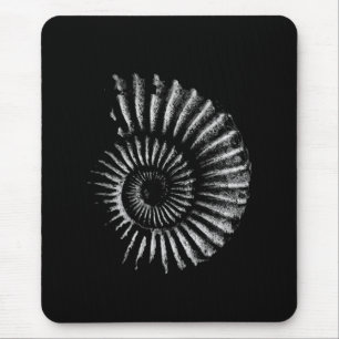 Tapis De Souris Blanc ammonite sur Mousepad noir