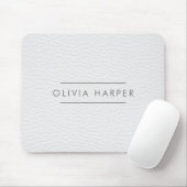 Tapis De Souris Blanc chic | Aspect en cuir minimal (Avec souris)