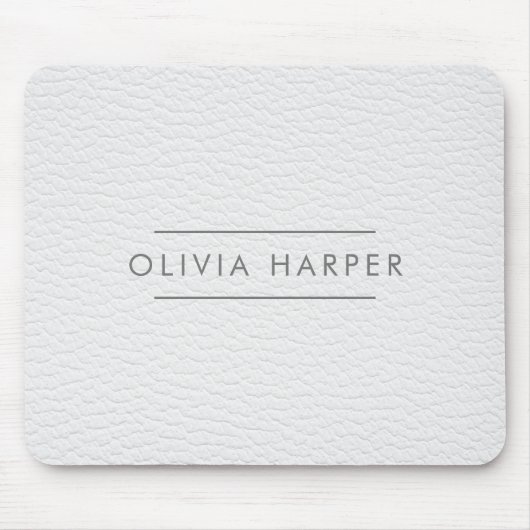 Tapis De Souris Blanc chic | Aspect en cuir minimal (Devant)
