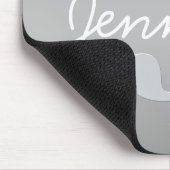 Tapis De Souris Blanc Cursive & Monogramme Gris | Couleurs Modifia (Coin)
