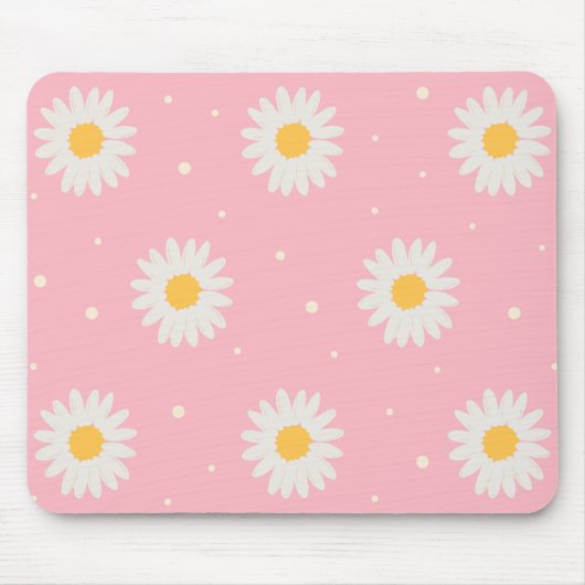 Tapis De Souris Blanc Daisy Dot Rose (Devant)