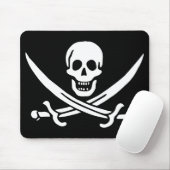Tapis De Souris Blanc, Drapeau Pirate Calico Jack, Crâne & Cutlass (Avec souris)