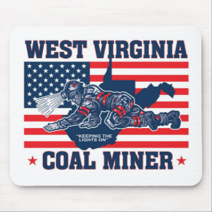 TAPIS DE SOURIS BLANC DU MINEUR DE LA VIRGINIE OCCIDENTALE ET BLEU