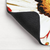 Tapis de souris blanc fleur rouge (Coin)