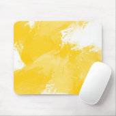 Tapis De Souris Blanc Jaune Abstrait Brosses modernes (Avec souris)