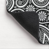 Tapis De Souris Blanc Retro Paisley Motif Design sur Noir (Coin)