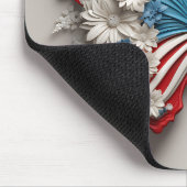 TAPIS DE SOURIS BLANC ROUGE BLEUE PATRIOTIQUE BOUTEILLE & FLEURS (Coin)