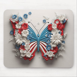 TAPIS DE SOURIS BLANC ROUGE BLEUE PATRIOTIQUE BOUTEILLE & FLEURS