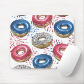 TAPIS DE SOURIS BLANC ROUGE PATRIOTIQUE DONUTS BLEUS BLANCS (Avec souris)
