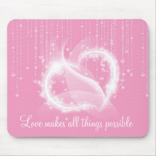 Tapis de souris blanc scintillant rose-clair de