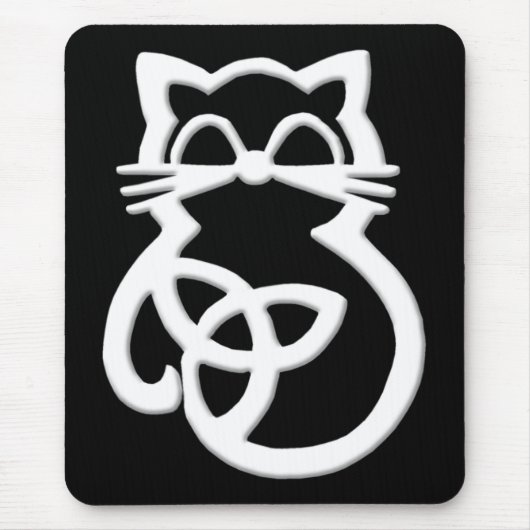 Tapis De Souris Blanc Trinity Knot Celtic Cat Mousepad (Devant)