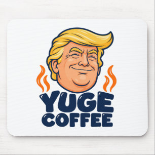 Tapis de souris blanc YUGE Coffee Smiling Trump