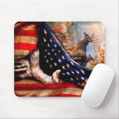 Tapis De Souris Blanche Drapeau Américain De Cerf, (Avec souris)