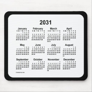 Tapis De Souris Blancs sur le calendrier noir de Janz Two Tone 203