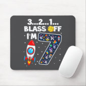 Tapis De Souris Blast Off I'm 7 Years Old 7th Birthday Spaceship A (Avec souris)