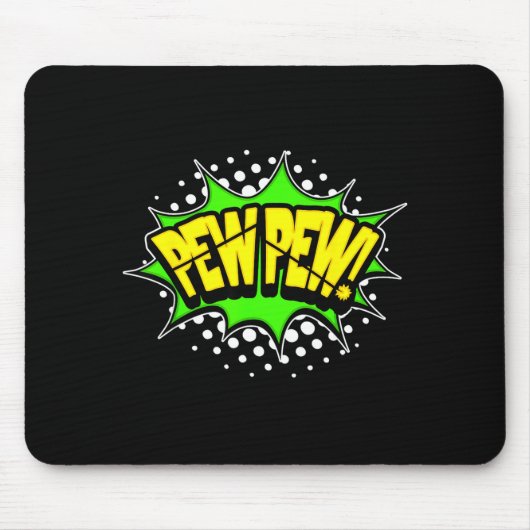 Tapis De Souris Blaster laser pew-pew ! bande dessinée de mots d'a (Devant)