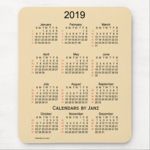 Tapis De Souris Blé 2019 calendrier de 52 semaines par Janz